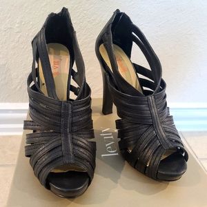Platform peeptoe strappy heels by Levity